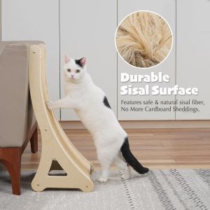 SUBZONAL-Grattoir pour Chat, Tapis de sisal, Planche à gratter en Forme de L pour Chats d'intérieur, grattoir monté au Sol avec Jouet Souris et Herbe à Chat - Neuf