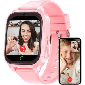 JGD-4G Montre Connect&eacute;e Enfant GPS, Montre Enfant Garcon Fille avec SOS, Appel Vid&eacute;o, 7 Jeux, Chat, GPS, R&eacute;veil Mode Classe, Podom&egrave;tre, Cadeaux Montre Telephone avec SIM Fille Gar&ccedil;on 5-12 Ans - Neuf
