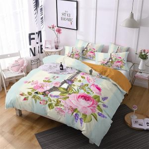 X Cm Housse De Couette Polyester Coton Housse De Couette X Avec Deux Taies D'oreiller X Cm Tour Eiffel Paris Parure De Lit Anti-Allergique - Neuf