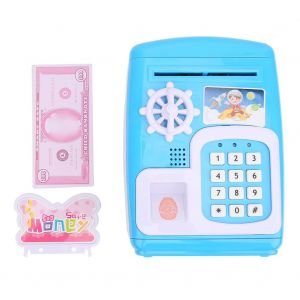 Simulation De Tirelire Automatique, Mini Tirelire A Empreintes Digitales, Mot De Passe, Coffre-Fort, Jouet Pour Enfants Avec Lumiere Et Musique, Bleu - Neuf