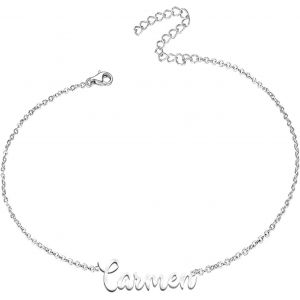 Bracelet Pour Femme Avec Pr&eacute;nom En Acier Inoxydable - Pendentif Pr&eacute;nom Personnalis&eacute; Argent&eacute; Pour Femme - Cadeaux Personnalis&eacute;s Pour Femme, M&egrave;re, Fille, Meilleure Amie - Neuf