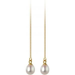 Kal-Boucles D'oreilles Pendantes En Argent Sterling En Forme De Goutte D'eau Pour Femmes Et Filles - Élégantes Perles De Coquillage - Longue Chaîne Pendante - Boucles D'oreilles Pendantes - Bijoux - Neuf