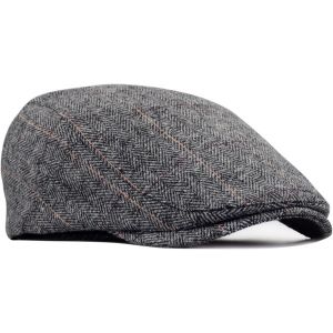 Béret Plat Pour Homme, Casquette De Golf, Casquette Gavroche, Casquette Plate En Feutre De Laine, Casquette Unisexe, Style Rétro, Automne 56-59 Cm, Tweed, Taille Unique - Neuf