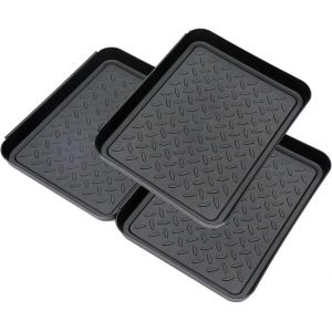 KGABERY-Asoentiwox Lot De 3 Bacs D'Égouttement Pour Chaussures-35x27,5x3 Cm-En Plastique-Pour Les Jours De Pluie Et La Saison De Neige-Noir - Neuf