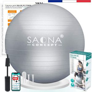 Asfasfq-Ballon Fitness 55, 65 Ou 75 Cm Avec Pompe | Ballon Gym, Pilates, Grossesse, Yoga, Kinésithérapie | Gym Ball Ou Swiss Ball Idéal Pour Assise Bureau | Jusqu'à 300kg (65 Cm) - Neuf