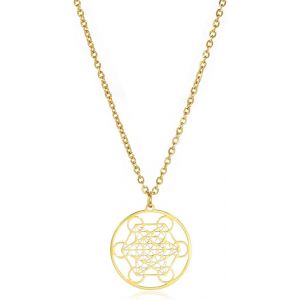 Tianyi-Collier Pendentif Cube De Metatron Pour Hommes Femmes En Acier Inoxydable Style G&eacute;om&eacute;trique &Eacute;vider Sceaux D'archange Collier Gu&eacute;rison Spirituelle Talisman Bijoux - Neuf