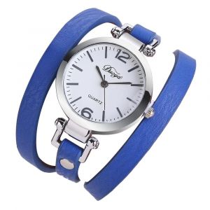 Duoya Femmes Simple Fresh Decoration Bracelet Pu Montre-Bracelet Cha&icirc;ne Robe Montre &Agrave; Quartz (Bleu Royal) - Neuf