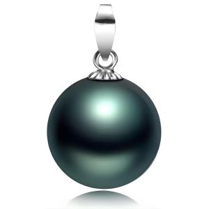 Kal-Pendentif De Perle Shell Shell De Tahiti/Mers Collier Perles Coquillage Nacré Collier Femme Vert Foncé Noire Dma0001 - Neuf