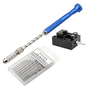 Ensemble de perceuse &agrave; main avec 10 forets et un &eacute;tau d'&eacute;tabli - Neuf