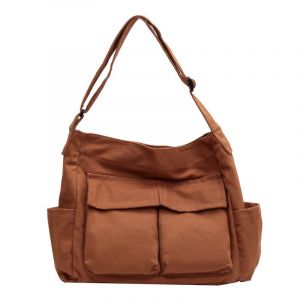 Grande Toile Sac de Messager (Brun), Vintage Casual Sac à Bandoulière avec Multi-Poches, Esthétique et de Grande Capacité, Sac de Messager, pour les Voyages, le Travail, l'École et - Neuf