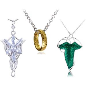 Kales-Lot De 3 Colliers De Princesse Grav&eacute;s Ton Dor&eacute; La Bague Pendentif Collier Pour Les Fans De Cosplay Bijou Fantaisie,Autre - Neuf