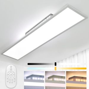 Plafonnier Led Dimmable 120x30cm Avec Fonction Mémoire,Plafonnier Salon 52w Avec Télécommande,Lampe Panneau Led Rectangulaire 2700k-6500k,Luminaire Plafonnier Blanc Chaud/Blanc Froid Pour Cuisine - Neuf
