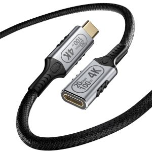 JGD-Rallonge USB c, USB c Femelle vers Male rallonge usbc 3.2 100W 20Gbps Vid&eacute;o 4K 120Hz USB Type-C en Nylon Tress&eacute; Compatible avec Thunderbolt 4/3 (0.6M) - Neuf