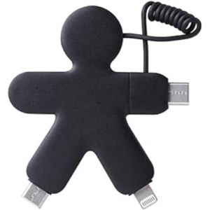Thef-- Buddy Câble Multi Usb 4 En 1 - Chargeur Universel En Plastique Recyclé - Prise Usb-C, Usb, Lightning, Usb Universel Pour Smartphone - Noir - Neuf