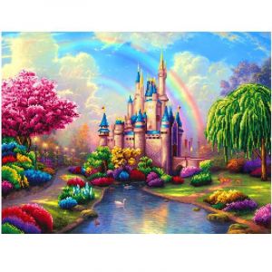 Magnifique Château De Formes Mixtes, Strass, Peinture Diamant Ronde En Cristal À Faire Soi-Même, 12 X 16 Pouces - Neuf
