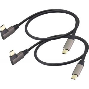 KALANKA-90 Degrés USB C vers USB C 3.1 Câble Angle Droit USB 3.1 Type C Mâle à Mâle D'extension Câble Charge Rapide Compatible pour Google Pixel 3XL,Samsung Galaxy Note 10 S20, MacBook(0.6M/2Pack) - Neuf