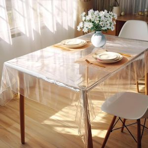 SJZG-Nappe Transparente Rectangulaire, Nappe En Pvc Transparente Protection Fine Pour D'Extérieur Jardin Et Intérieur Imperméable Et Lavable Taille Souhaitée Film De Protection Table (140X250Cm) - Neuf