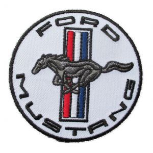 Patch Ford Mustang Rond Blanc 7.5 Cm Cheval Ecusson Thermocollant - Neuf