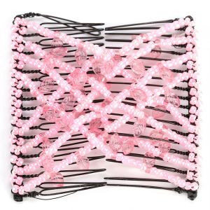 Peigne Magique A Double Pince Pour Cheveux, Perles Et Feuilles, Accessoires Pour Cheveux Pour Femmes (Rose) - Neuf