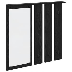 vidaXL Porte-manteau mural avec étagère Montage mural avec miroir Chêne noir 84 x 10 x 80 cm - Neuf