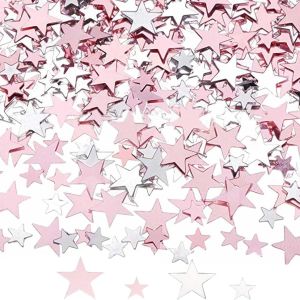 Confettis étoiles à paillettes 30 g (rose argenté) - Neuf