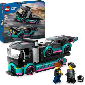 DDA-City La Voiture de Course et Le Camion de Transport de Voitures, Jeu de Construction avec Véhicule de Compétition, Minifigurines de Pilote et Chauffeur de Camion, Cadeau Enfants Dès 6 Ans 60406 - Neuf