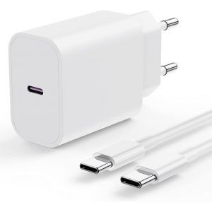 Kalanka-Rapida Chargeur Usb C 20w Avec Cable Type C 2m, Chargeur Rapide Prise Adaptateur Secteur Embout Usbc Avec Câble Usb-C 2m Pour Orginal Apple Iphone 16e/15, Iphone 17 Pro Max/Plus/Ipad/Pro/Air/ - Neuf