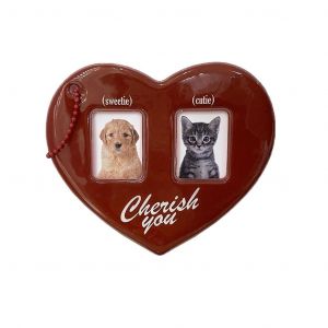 Mini Porte-Carte Photo Acrylique Rouge Coeur Protection Photo Sleeves Porte-Cl&eacute;s - Neuf