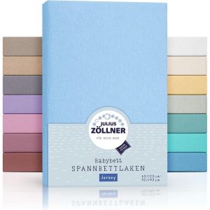 Kalanka-Lot De 2 Draps-Housses En Jersey Pour Lit Bébé Et Enfant - 100% Jersey De Coton - Certifié Oeko-Tex Standard 100 - Dimensions : 60 X 120 Cm / 70 X 140 Cm - Bleu Clair - Neuf