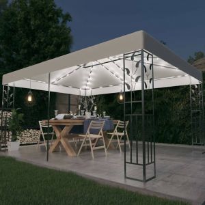 Prolenta Premium - Tonnelle Avec Double Toit Et Lumières Led 3x4 M Blanc - Neuf