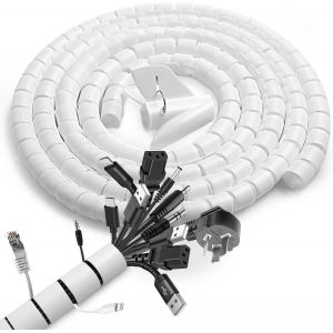 VornixorSarlshop-2 Pack Cache C&acirc;ble, 22mm*1.5 M R&eacute;glable Gaine Spirale C&acirc;bles Flexible, avec 1 Clip de Guidage de Fil, Protection du Cache C&acirc;bles pour Automobiles TV PC - Neuf