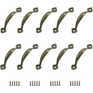 Lot de 10 poignées de meuble rétro en alliage de zinc, style rustique, pour porte de grange, abri de jardin, tiroir, armoire en bois (80 mm), bronze - Neuf