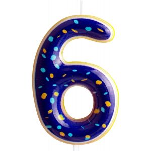 Chenquansarl-Bougies D'anniversaire En Forme De Chiffre 6 - Bleu Et Jaune - Thème Beignet Pour Bébé Fille Et Garçon - Décoration De Gâteau D'anniversaire De Rem De Diplôme, Anniversaire De Mariage, - Neuf