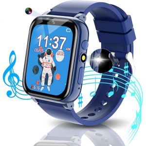 Montre Connectée Enfant,Montre Enfant Garcon Carte D'étude Musique Alarme Podomètre Torche,Montre Telephone Avec Sim Cadeau D'anniversaire Ou De Noël Pour Les Garcon De 4 À 12 Ans Bleu - Neuf