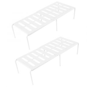 Étagère De Cuisine Rétractable,Multifonctionnelle,Extensible,Empilable,Coulissante,T1,Gain De Place,Armoires De Maison,Britware Evalut1.A White 2pcs.1-Tier - Neuf