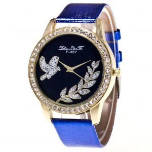 Zhoulianfa Trendy Hommes Femmes Incrustation Strass Cristal Casual Quartz Montre-Bracelet (Bleu) - Neuf