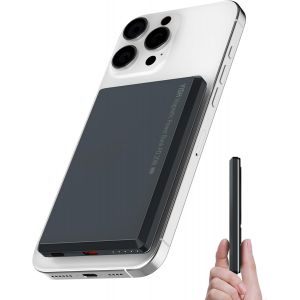CMJAAGUR-Batterie Externe Mag-Safe Powerbank 5000Mah Power Bank 9Mm Slim Portable Chargeur Sans Fil Batterie Induction Avec Rapide Cable Usb-C Pd 20W Compatible Avec Iphone 16/15/14/13/12 Pr[M1710] - Neuf
