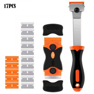 2PCS Rasoir Grattoir Outil pour Enlever l'Étiquette, l'Enregistrement de l'Autocollant, la Teinte, le pare-brise de la Graisse, de l'électroménager, du Verre (10 Mètres) - Neuf