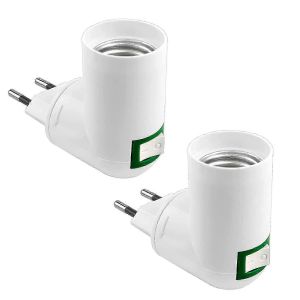 Prise E27 Avec Interrupteur Sans Fil Pour Applique Murale De Cuisine Ac 230v,Douille D'ampoule Led,Adaptateur E27 Mini Applique Murale Intérieure,Lampe Spot E27,Lot De 2 (Sans - Neuf