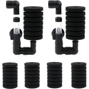 Letnerny-Lot De 2 Filtres &Eacute;ponge &Agrave; T&ecirc;te Unique Pour Aquarium - Avec 4 &Eacute;ponges De Rechange Pour Filtration Biologique Et M&eacute;canique - Filtre &Eacute;ponge Pour Bettas Crevettes Et Couveuses - Neuf