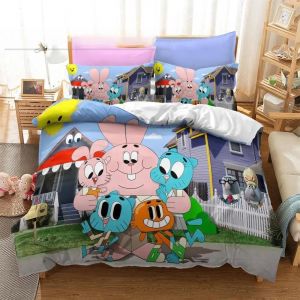 Parure De Lit Imprimee En 3d Gumball, Motif Anime, Housse De Couette Darwin Anais, King, Queen, Full, Twin, Pour Chambre À Coucher, Textile De Maison - Neuf