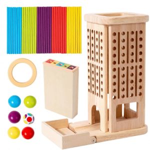 Jeu De D&eacute;s &Agrave; B&acirc;tonnets, Jeu De Tour Classique Avec B&acirc;tonnets En Bois, Jeu De Soci&eacute;t&eacute; Pour Le D&eacute;veloppement De La Petite Enfance, Les Voyages, Les Soir&eacute;es De Jeux En Famille &Agrave; La Maternelle - Neuf