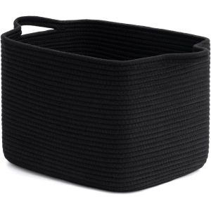 MEVRONISSHOP-Panier de Rangement Tress&eacute; Noir Panier Cadeau Chambre d'enfants Panier &agrave; Jouets Panier &agrave; Corde Organisateur &Eacute;tag&egrave;re de Rangement Organisateur Multifonctionnel 33 - Neuf