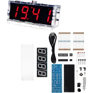 KAL-Kit D'Horloge Numérique Électronique Diy Horloge Numérique Led À 4 Chiffres Avec Projet De Soudure En Coquille En Acrylique Pour Les Professionnels De L'Électronique Débutants - Neuf