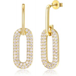 Kal-Boucles D'oreilles Femme Or Boucle D'oreille Creoles Plaquées Or 14 Carats Boucles D'oreilles Pendantes Fantaisie Boucles D'oreilles Chaîne À Maillons Boucles D'oreilles Creoles Or Femme - Neuf