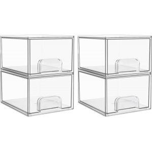 Subzonal-Lot De 4 Tiroirs De Rangement Empilables En Acrylique Pour Salle De Bain,Bacs De Rangement En Plastique Transparent Pour Coiffeuse, Garde-Manger, Organisateur De La Maison - Neuf