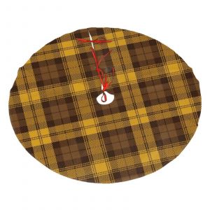 Jupe de sapin de No&euml;l &eacute;cossaise &agrave; carreaux tartan jaunes et marron, douce et amusante, pour une d&eacute;coration de No&euml;l champ&ecirc;tre de 122 cm (48 pouces). - Neuf