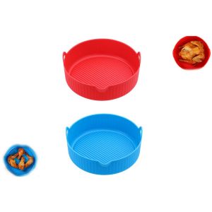 Lot de 2 tapis de cuisson en silicone pour friteuse &agrave; air chaud, avec bec verseur, r&eacute;sistants &agrave; la chaleur, r&eacute;utilisables et compatibles avec la plupart des friteuses &agrave; air chaud. - Neuf