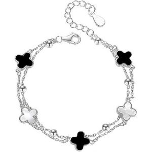 Eryi-Bracelet Trèfle À Quatre Feuilles Pour Femme 18k Plaqué Or Rose Plaqué Argent Porte Bonheur Bijoux Cadeaux - Neuf