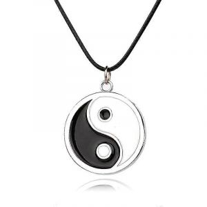 Zrm Mode Collier Yin Yang Huit Trigrammes Tai Chi Ji Noir Blanc Émail Pendentif Mode Anime Bijoux - Neuf